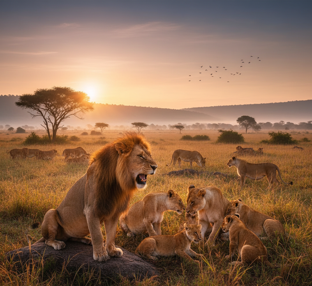 Early morning wildlife moments with lions